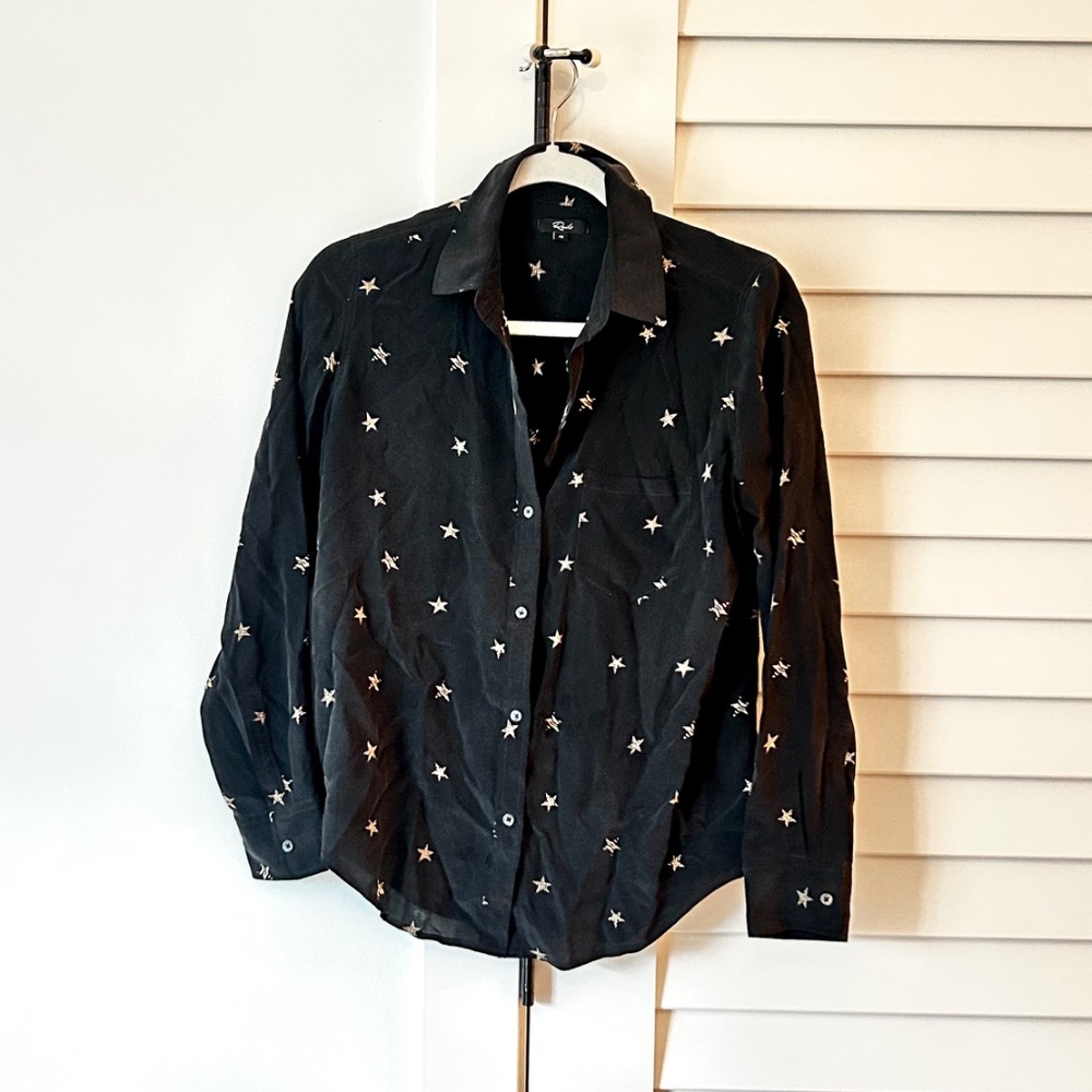 Rails Kate Button-Down Star-Print Silk Shirt - image 2